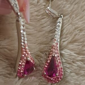 Elegant Pink and Silver Drop Earrings